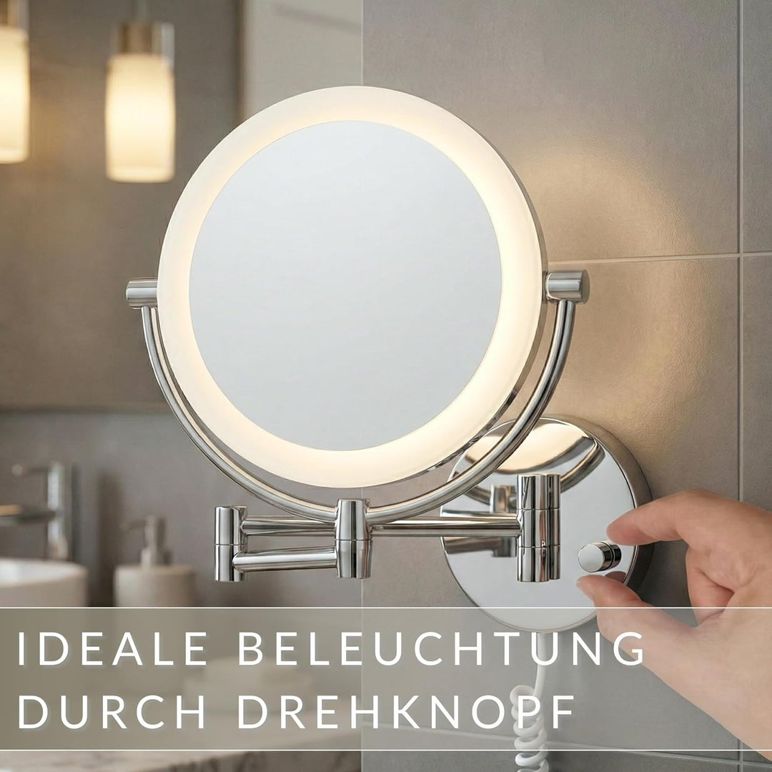 Libaro LED Kosmetikspiegel Modena - Vergrösserungsspiegel mit Beleuchtung - Badspiegel - rund - 5X /