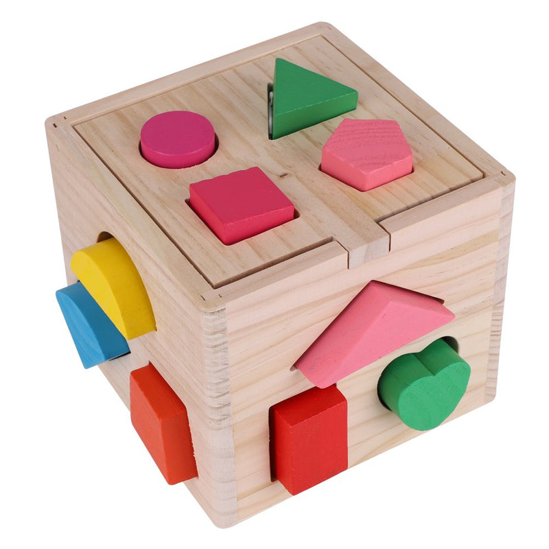 Geometrische Formen Spielzeug Baby intellektuelle 13 Löcher Blockbau Spiel Holz Lernen Geometrisches