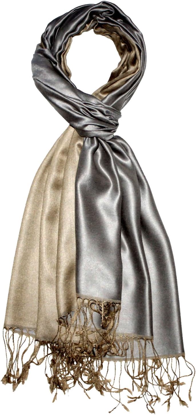 Lorenzo Cana Luxus Damen Pashmina Wendeschal 70% Seide 30% Viskose Schaltuch 70 cm x 190 cm zweifarb