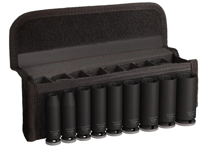 Bosch 9x PRO Impact Steckschlüsseleinsatz-Set (69 x 35 mm, Professional Zubehör Bohrer und Schrauber