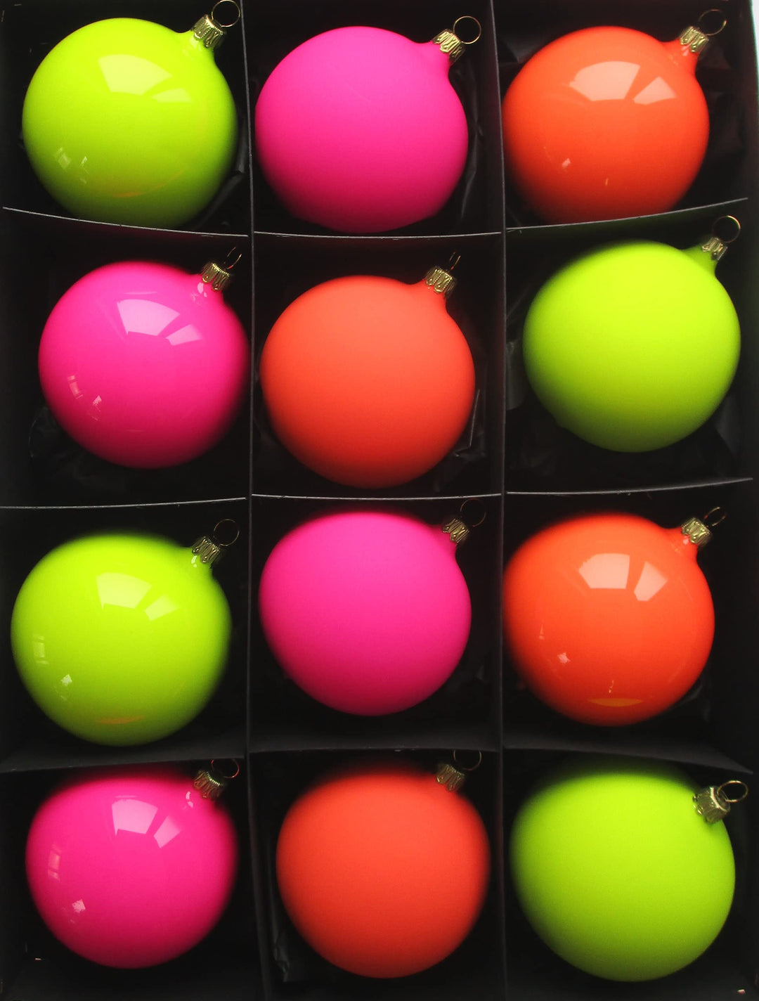 Lichte Thüringer Christbaumschmuck Exclusiv NEON Glaskugeln bunt 8cm Handarbeit Germany 12er Set, Pi