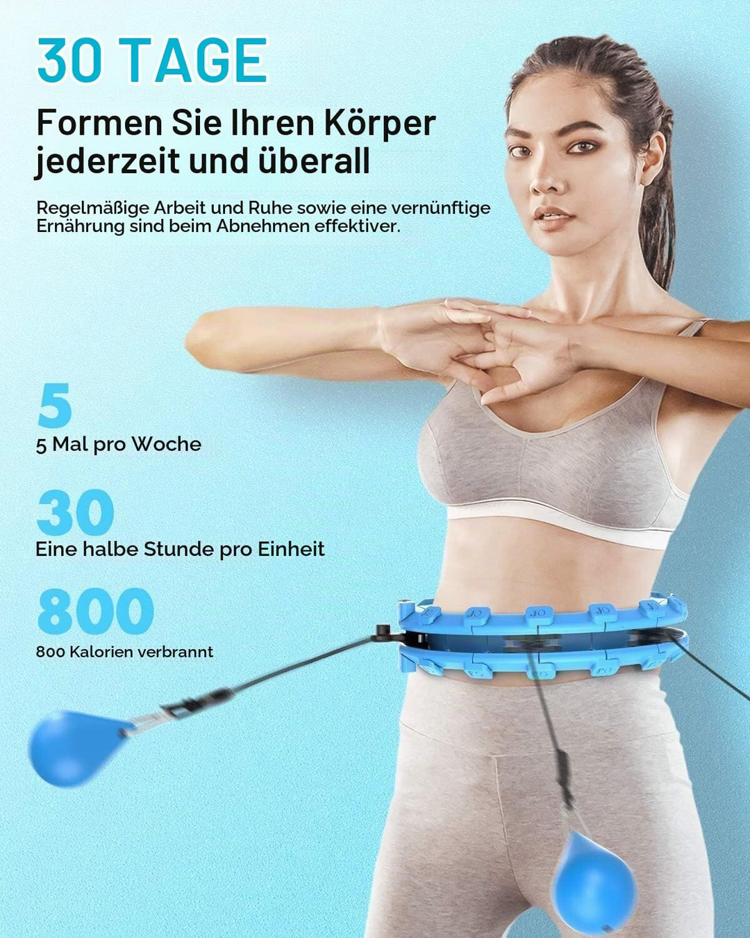 Smart Hula-Hoop-Reifen einstellbar zum Trainieren, Fitness Bauchtrainer Gymnastikreifen - SPINSLIM B