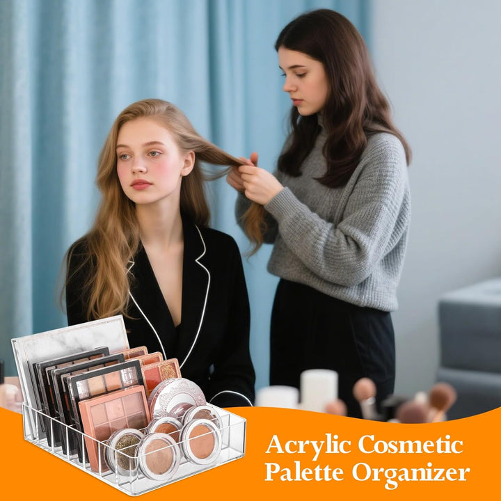 2 Stück Makeup Organizers für Schminktisch mit 7 Fächer, Acryl Lidschatten Palettenhalter Organizer,