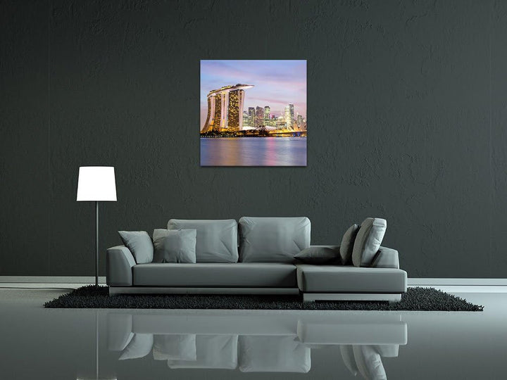 Bilderdepot24 Bild auf Leinwand | Singapur - Skyline II in 80x80 cm als Wandbild | Wand-deko Dekorat