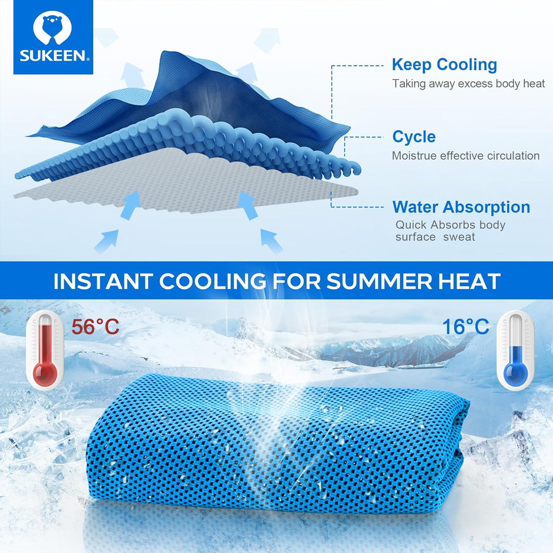 Kühltuch Set, kühlendes Handtuch Kühltücher Hals, Handtuch kühlend, Cooling Towel, Kühltücher Sport,