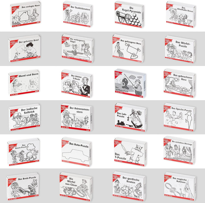 Bartl 112394 Knobelspiele Set aus Holz 24 Mini-Puzzles, Perfekte Adventskalenderfüllung für Puzzlefr