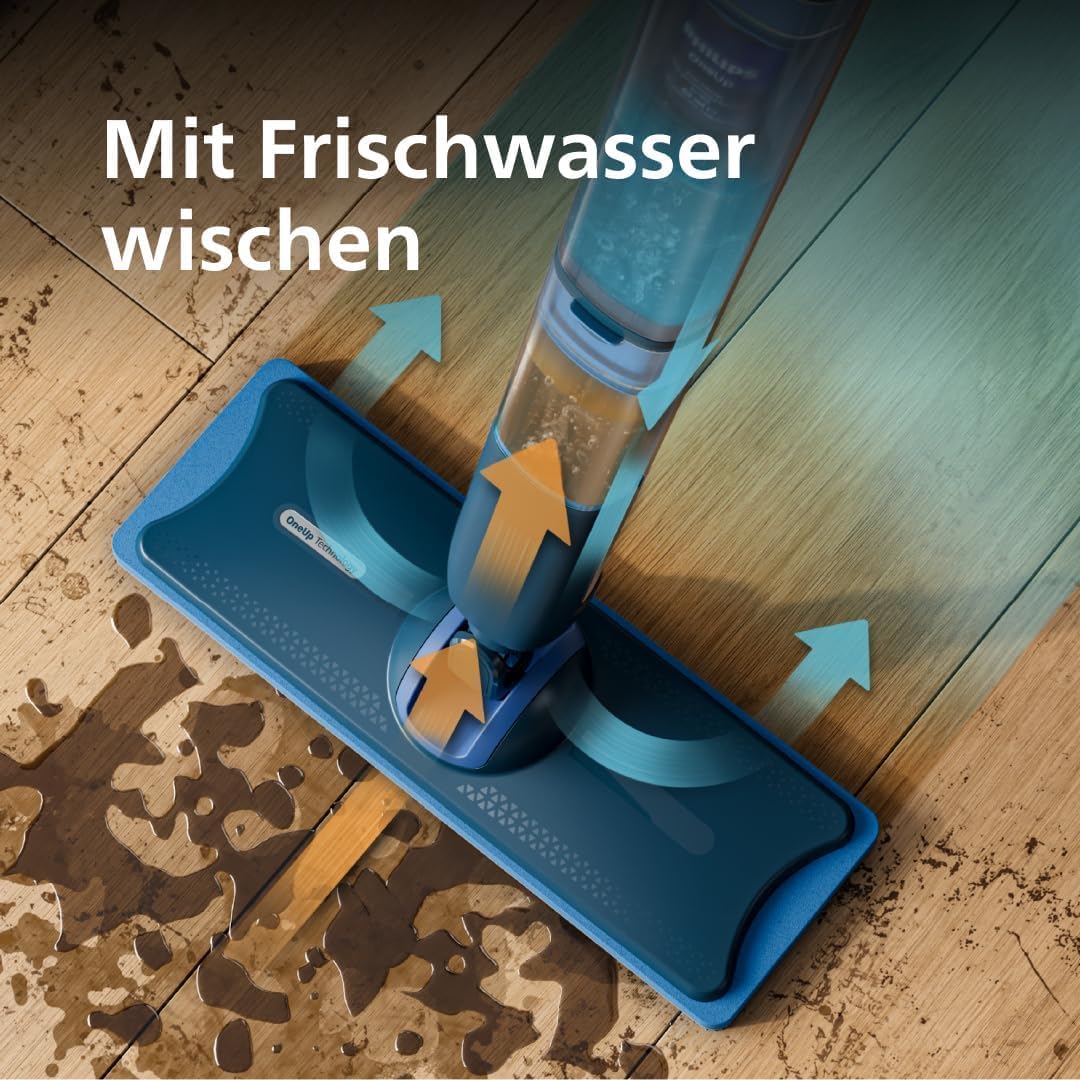 Philips OneUp 5000 Serie Elektrischer Wischmopp - 2X sauberere Böden², Zwei Feuchtigkeitseinstellung