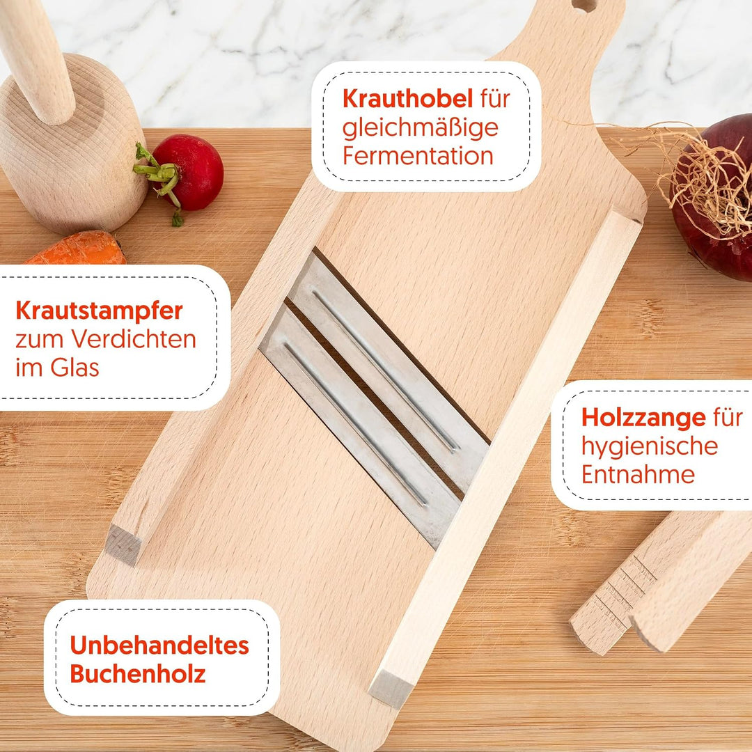 Starterkit Fermentation – grosses Fermentierset für Gemüse wie Kimchi, Sauerkraut - 1 L Fermentiergl