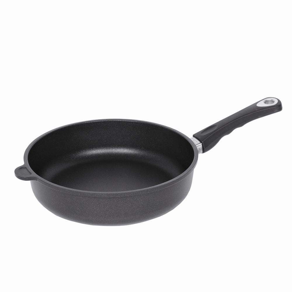 AMT Gastroguss Bratpfanne, 28 cm Ø, 7 cm hoch, Schmorpfanne, fester Stiel, nicht induktionsgeeignet,