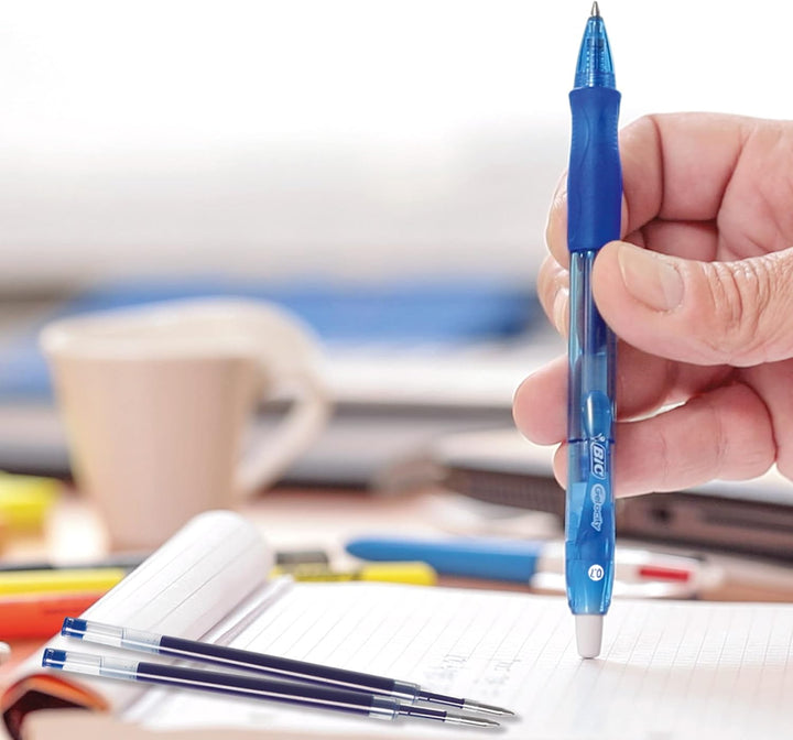 BIC Velocity Retractable Gel Pen, Refillable, Medium Point (0.7 mm), Blue, 12 Pens by Corporation 12