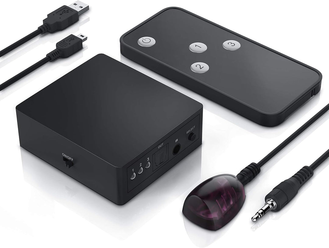 CSL - Toslink 3x1 Switch SPDIF TOSLINK Audio Umschalter mit Fernbedienung - 1 zu 1 Übertragung - kom