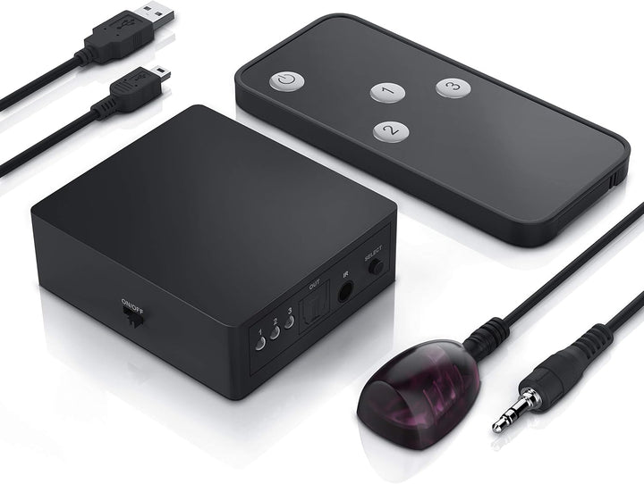 CSL - Toslink 3x1 Switch SPDIF TOSLINK Audio Umschalter mit Fernbedienung - 1 zu 1 Übertragung - kom