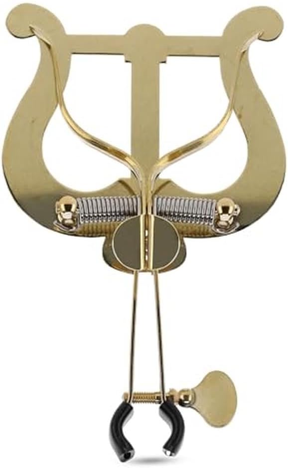 Gewa 730570 Marschnotenhalter Trompete grosse Lyra, 2 Drücker, Messing Trompete 2 Drücker mit Klemme