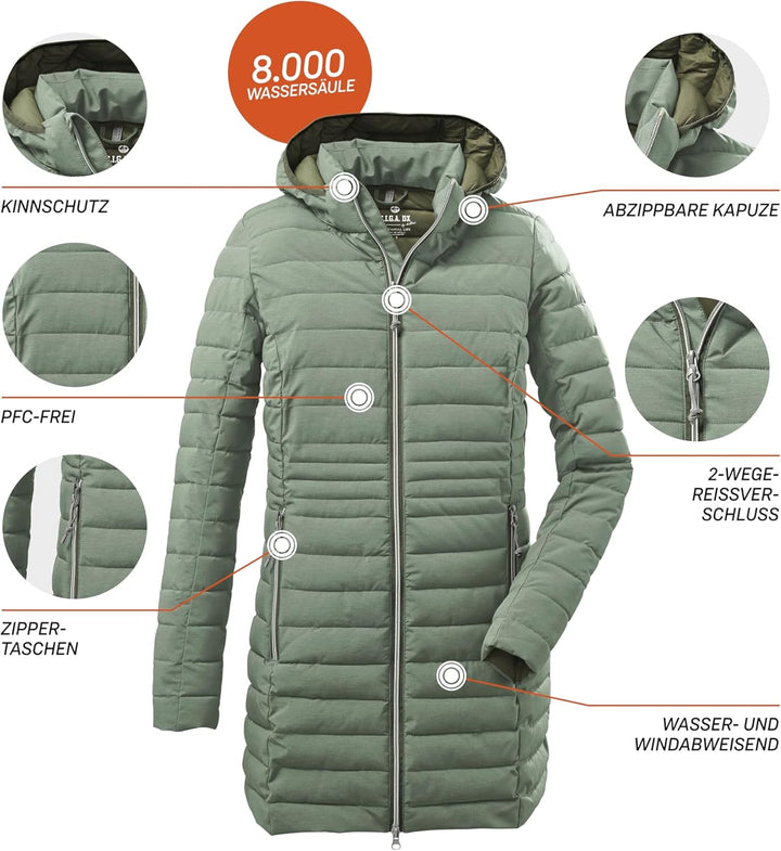 G.I.G.A. DX Damen Bacarya Casual Funktionsparka in Daunenoptik mit abzippbarer Kapuze 34 helloliv, 3