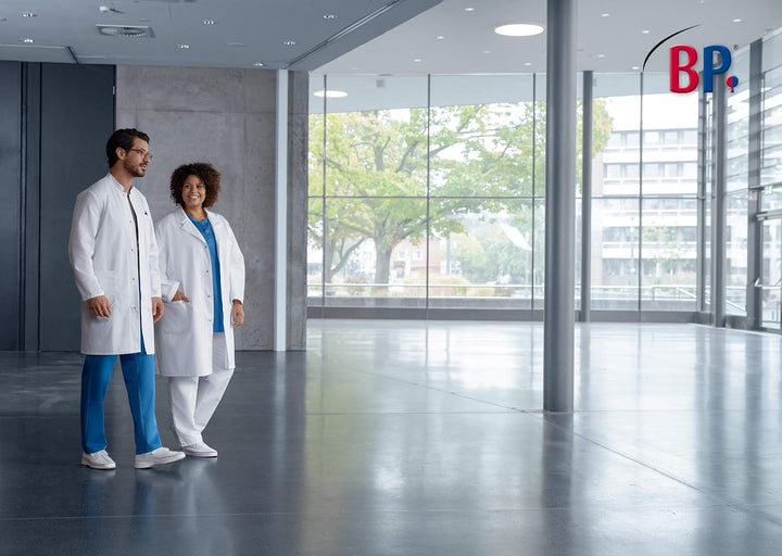 BP 1640-485-21-42n Damen-Kasack, 1/2 Hülse, V-Ausschnitt mit Druckknopfband, 215,00 g/m² Stoffmischu