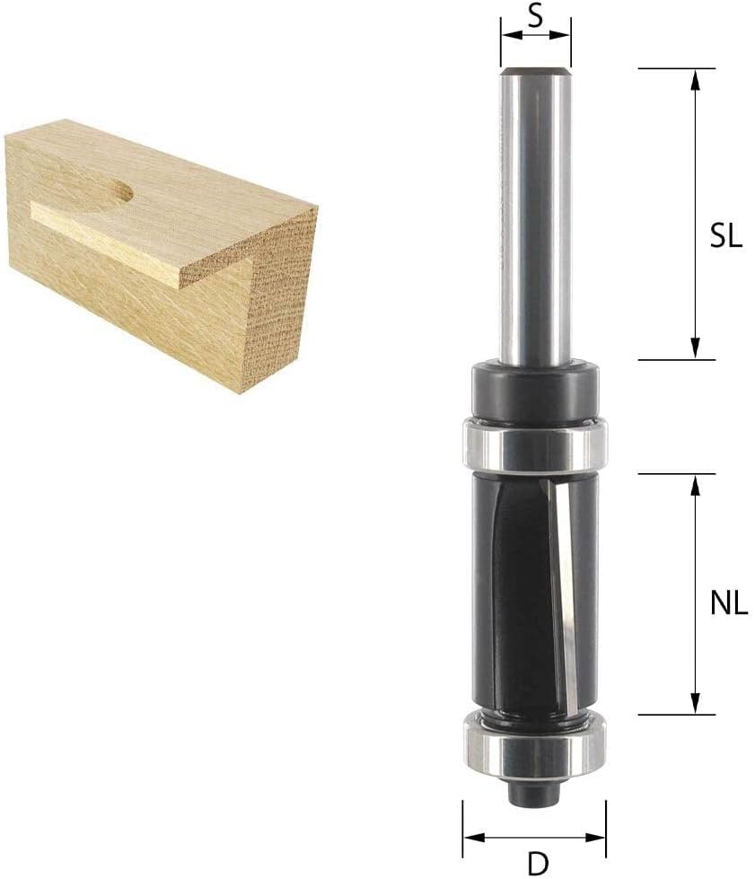 ENT 13470 Bündigfräser mit Achswinkel HW, Schaft (S) 8 mm, Durchmesser (D) 16 mm, NL 25,4 mm, SL 32
