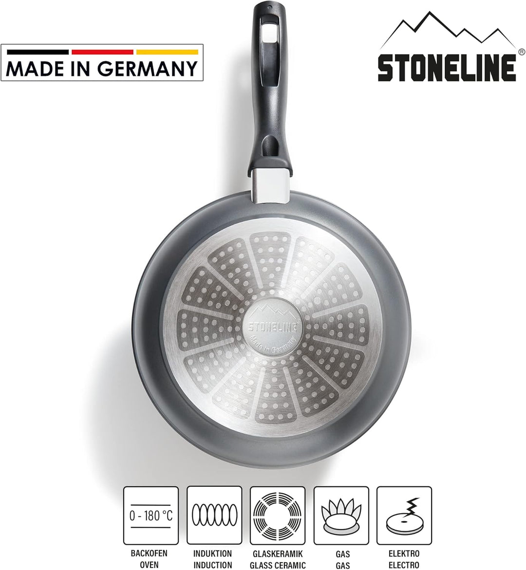 STONELINE Made in Germany Bratpfanne 24cm, antihaft beschichtete Pfanne mit echten Steinpartikeln, a