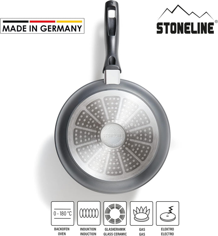 STONELINE Made in Germany Bratpfanne 24cm, antihaft beschichtete Pfanne mit echten Steinpartikeln, a