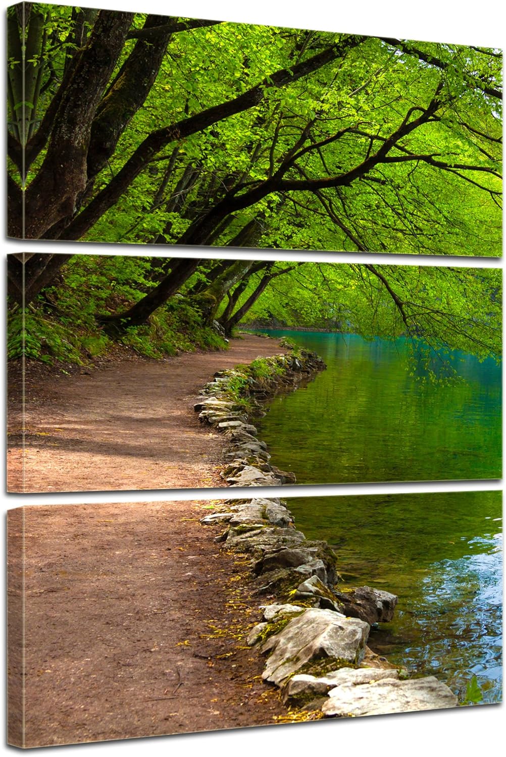 Bilderdepot24 Bild auf Leinwand | Flussufer in 60x90 cm mehrteilig als Wandbild | Wand-deko Dekorati