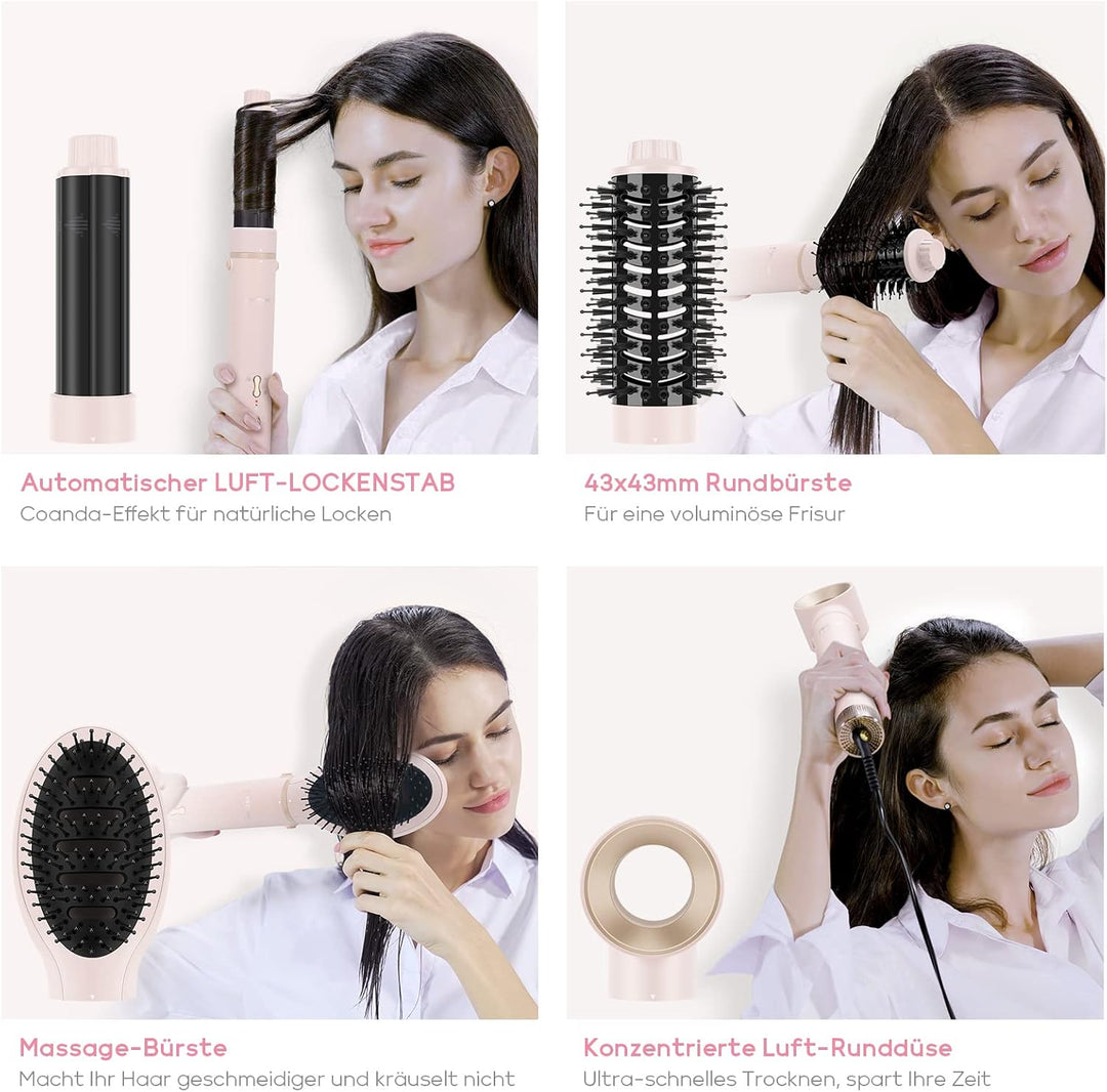 5 IN 1 MaxAIR Styler, PARWIN PRO BEAUTY Haartrockner Warmluftbürste Set, Rundbürstenföhn, Lockenstab