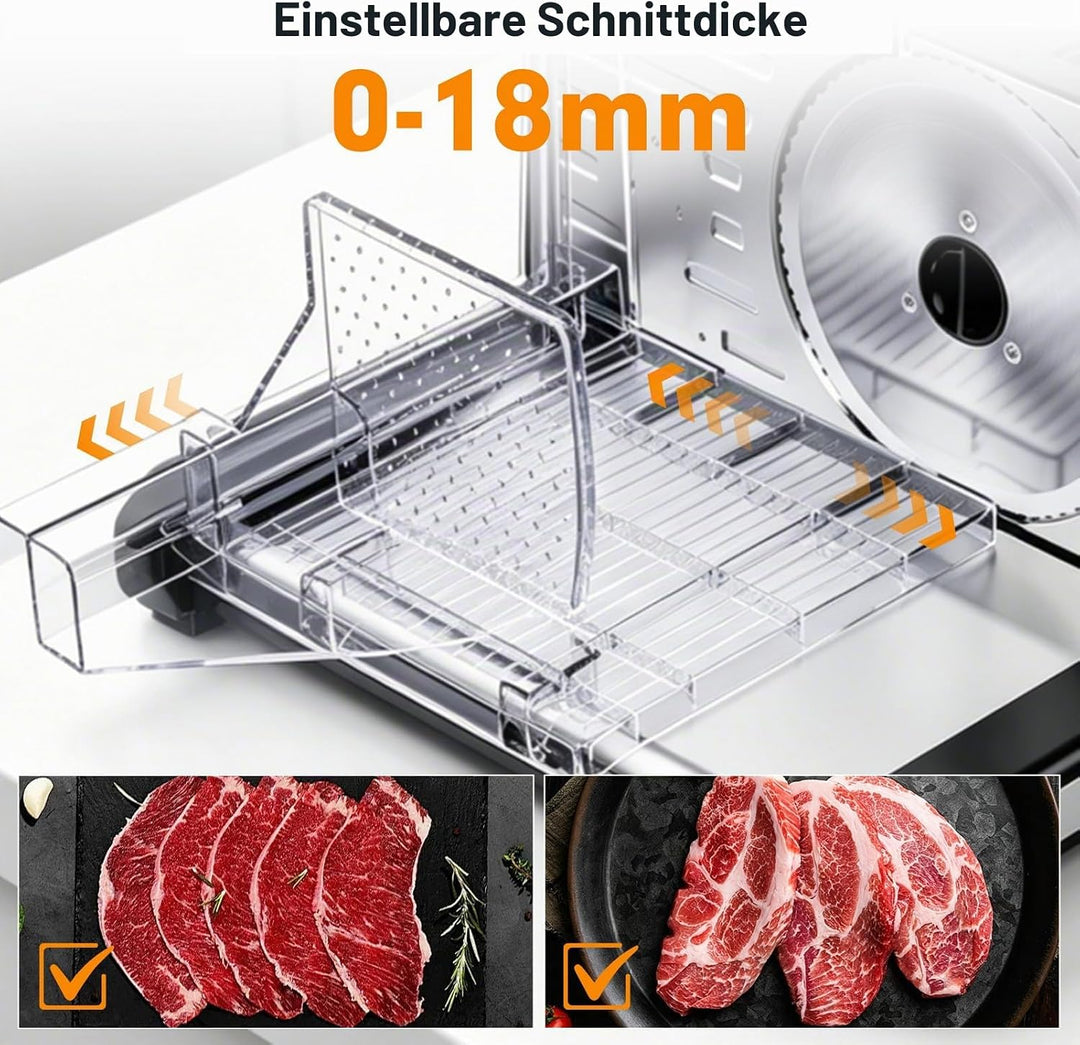 Allesschneider Klappbar Elektrisch, Brotschneidemaschine mit verstellbarer Schnittdicke (0-18mm), Al