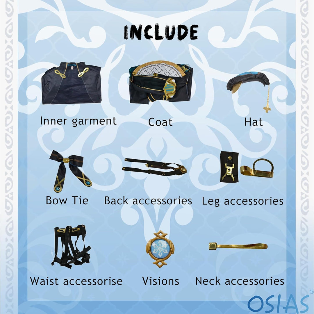 OSIAS Genshin Impact Cosplay Kostüm, verbesserte Version mit hochwertigen Stoffen, Accessoires und P