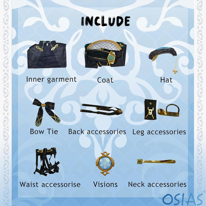 OSIAS Genshin Impact Cosplay Kostüm, verbesserte Version mit hochwertigen Stoffen, Accessoires und P