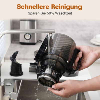 Fretta Slow Juicer Entsafter Gemüse und Obst Testsieger, 250W Edelstahl Saftpresse Elektrisch Obstpr