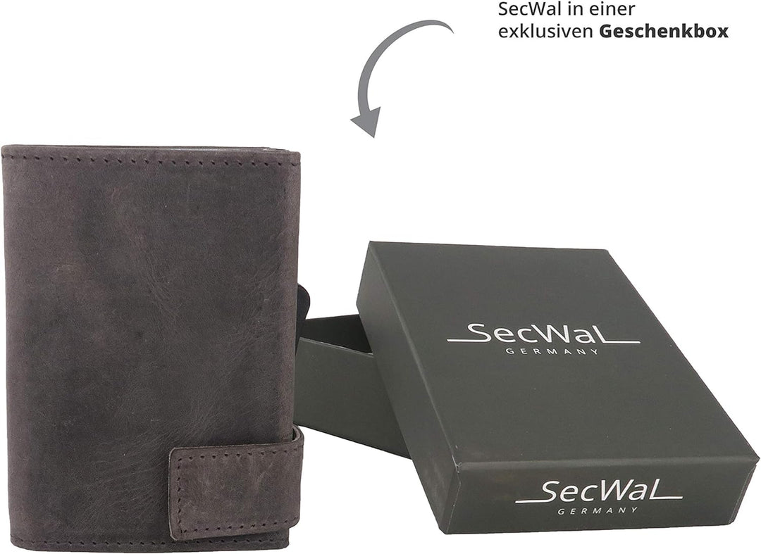 SecWal Kartenetui mit Münzfach Reissverschluss (Grau Hunter), Grau Hunter