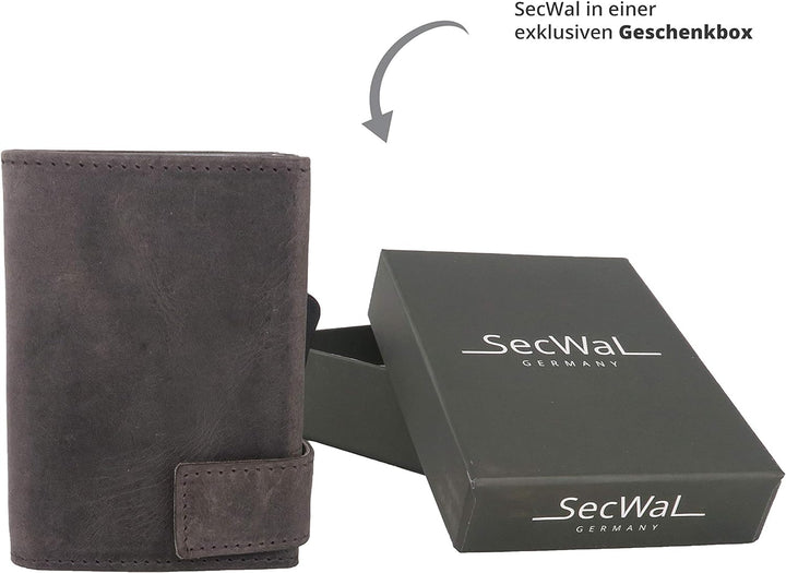 SecWal Kartenetui mit Münzfach Reissverschluss (Grau Hunter), Grau Hunter