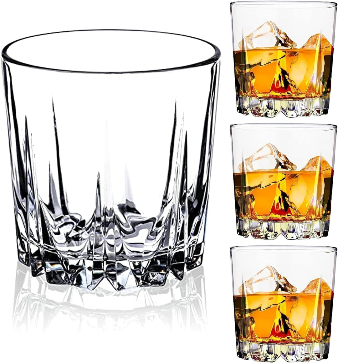 GLASKEY Whisky Gläser, 300ml Bleifrei Kristall Tumbler 4er Set, Whiskey Glas für Cocktail Rum Wodka