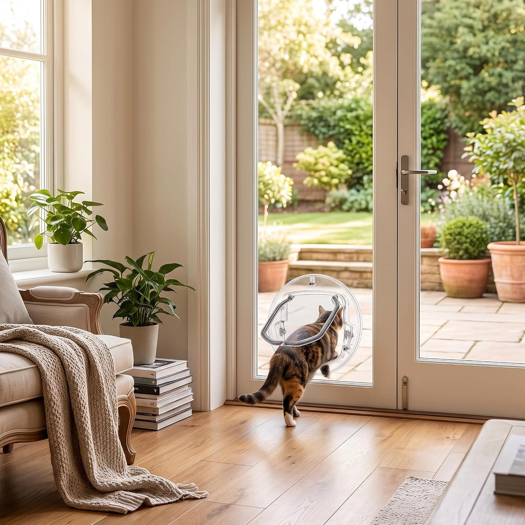 TOPINCN Katzenklappe für Haustiere aus Glas mit Klappe für alle Katzen und kleinen Hunde.