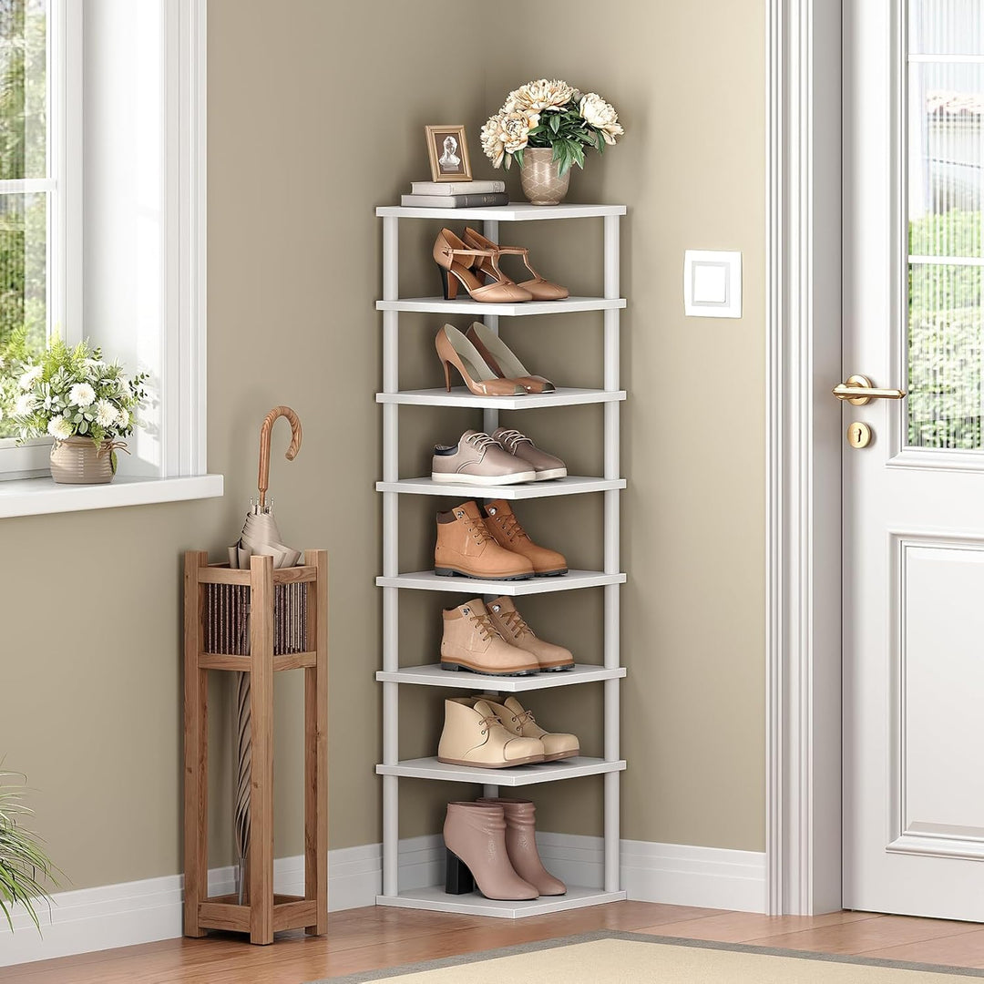 HOOBRO Vertikales Schuhregal, 8-lagiges Schuhregal, schmales Schuhablage, Schuhschrank, Schuhständer