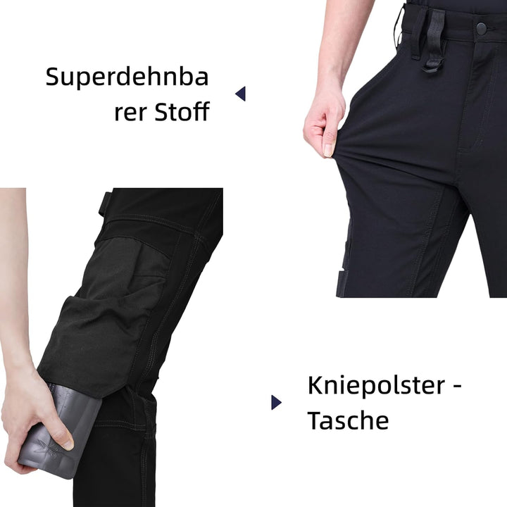WORK IDEA Herren Slim-Fit Stretch Arbeitshose: Kritische Stoffbereiche aus Cordura – strapazierfähig