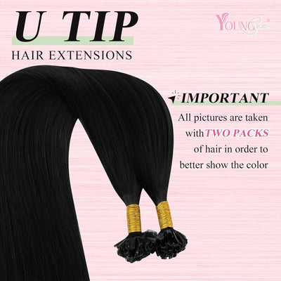 YoungSee Bonding Extensions Echthaar Schwarz Extensions Echthaar Bondings Schwarz Keratin U Tip Exte