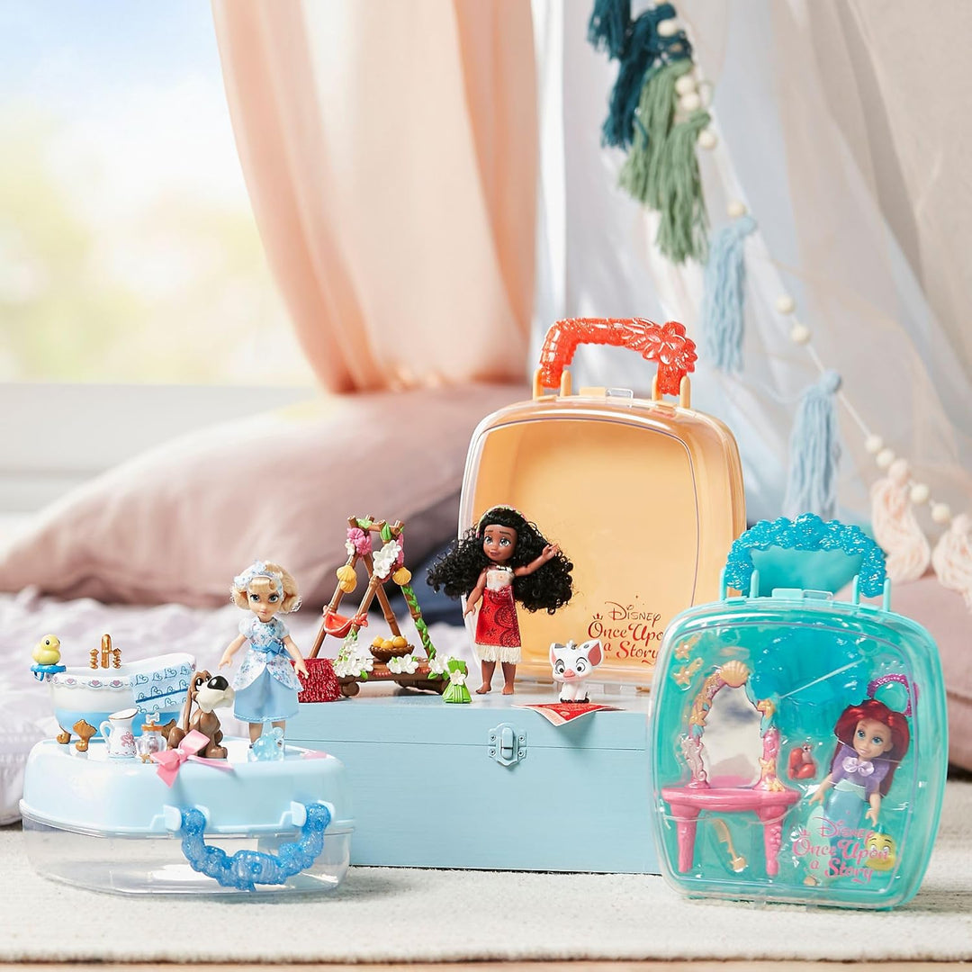 Disney Store Offizielles Vaiana Minipuppen-Spielset, Once Upon a Story Kollektion, 8-TLG., Figurense
