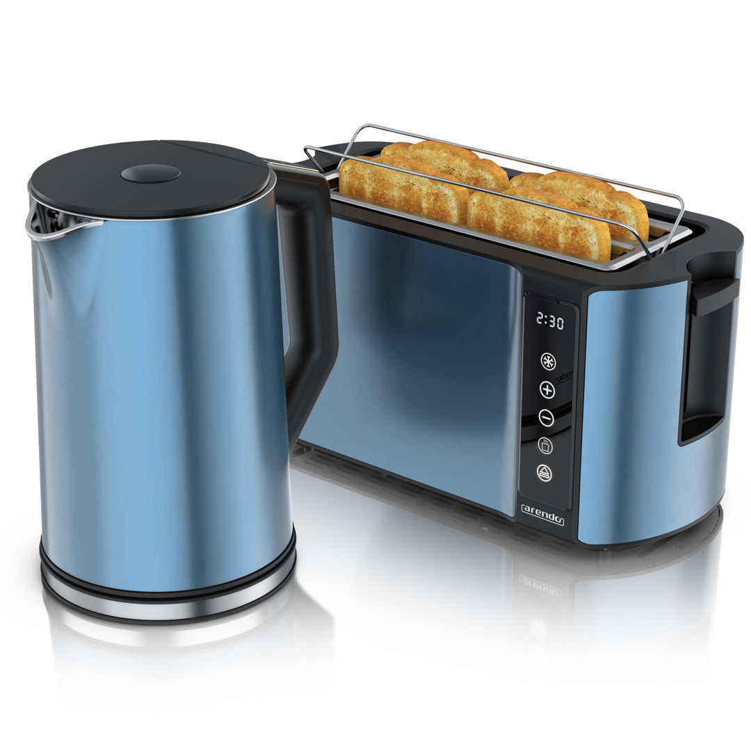 Arendo - Wasserkocher mit Toaster SET Edelstahl Kupfer, Wasserkocher 1,5L, 2000W, 40° 100°C Warmhalt
