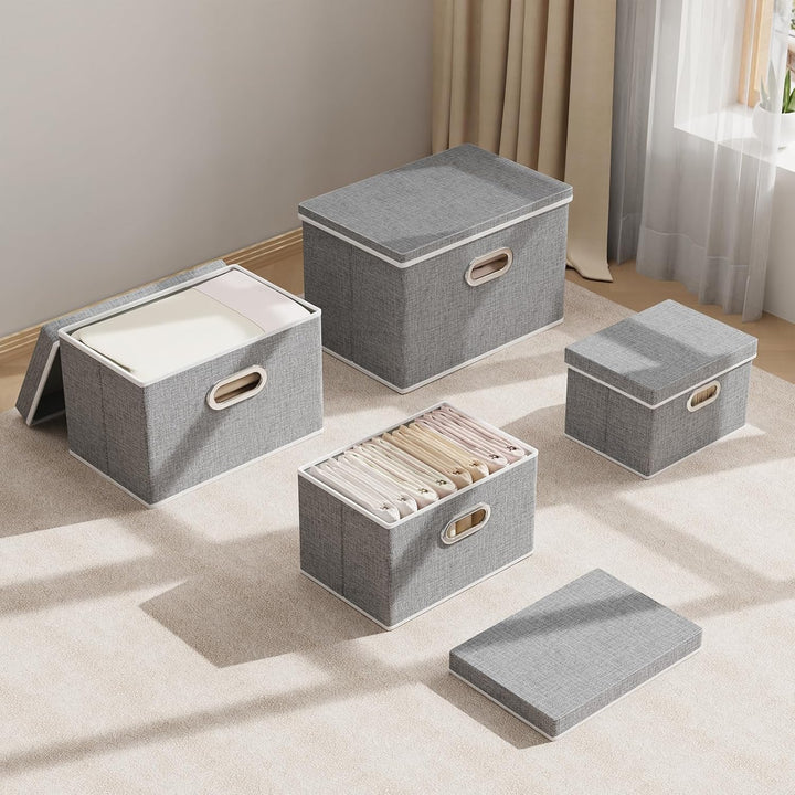 Yawinhe Aufbewahrungsboxen mit Deckel, Faltbare Aufbewahrungsbox, Stoffboxen, Waschbare, für Schlafz