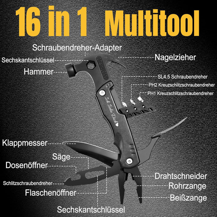 Geschenke für Männer, Vatertagsgeschenke für Papa, 16 in 1 Multitool Survival Gadgets, Geburtstagsge