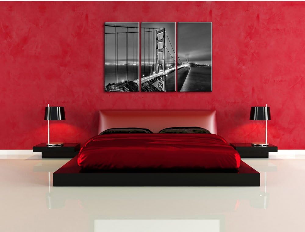Pixxprint Golden Gate Bridge San Francisco als Leinwandbild/Grösse: 3 Teilig (120x80 cm) cm/Wandbild