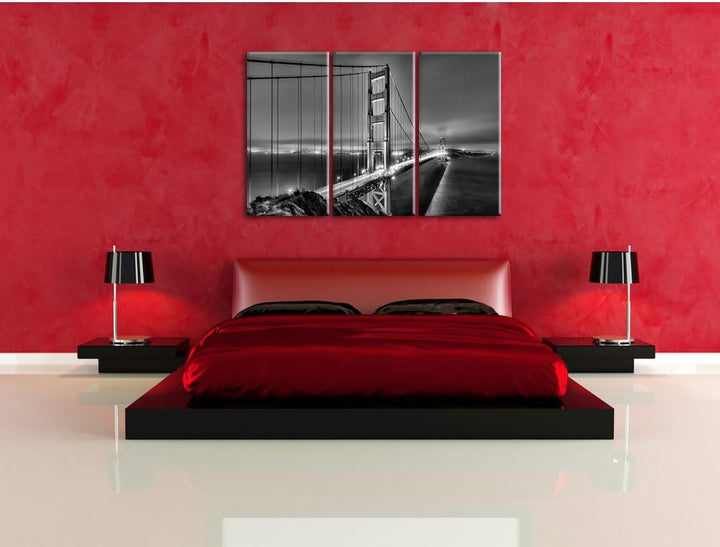 Pixxprint Golden Gate Bridge San Francisco als Leinwandbild/Grösse: 3 Teilig (120x80 cm) cm/Wandbild