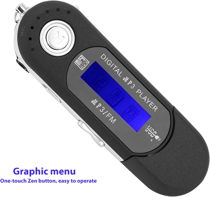USB-MP3-Player, Tragbarer Digitaler MP3-Musikplayer, USB-Flash-Laufwerk mit UKW-Radio, mit LCD-Bilds