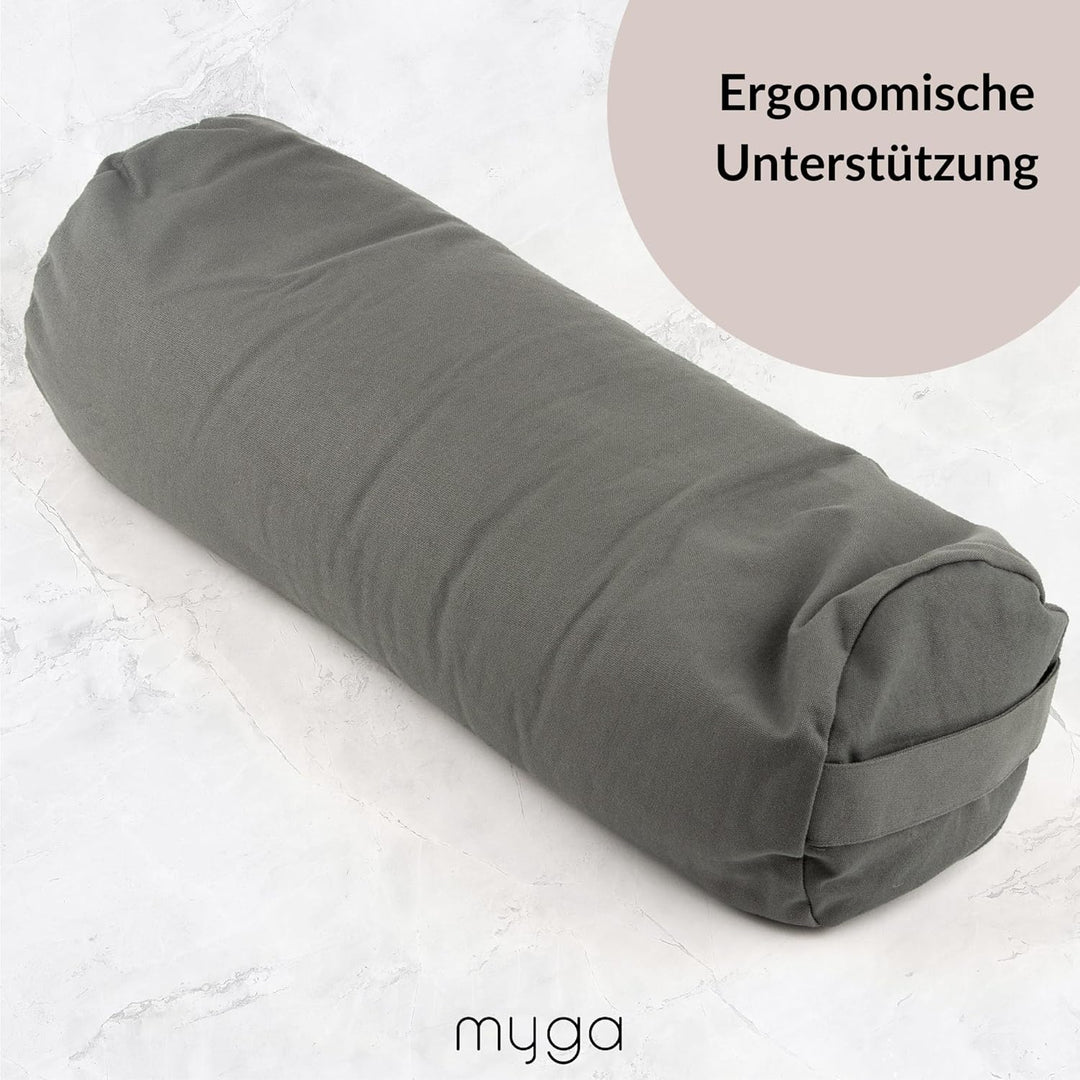 Myga Buchweizen Bolster Kissen | Ergonomisches Yoga- &amp; Meditationskissen | Abnehmbarer Bezug &amp; Natür