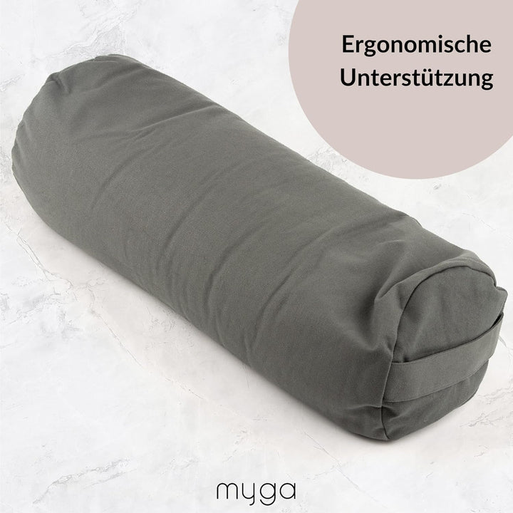 Myga Buchweizen Bolster Kissen | Ergonomisches Yoga- &amp; Meditationskissen | Abnehmbarer Bezug &amp; Natür