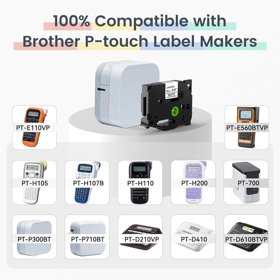Markurlife 12mm Kompatibel mit Brother P-touch Bänder 12mm TZe-231 TZe-131 TZe-431 TZe-531 TZe-631 T