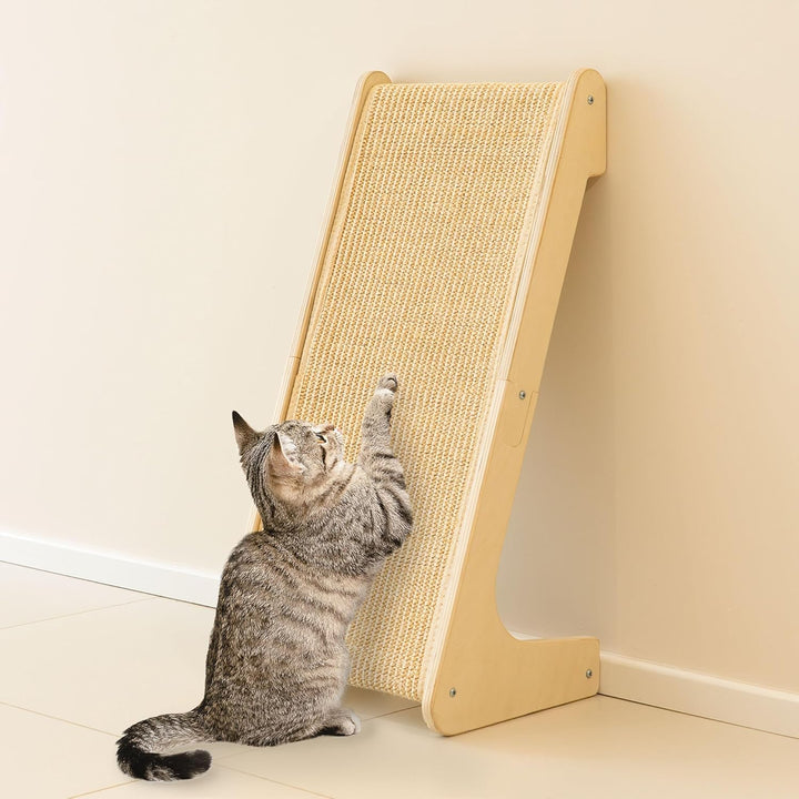 PETKARAY L-förmiges Dual-Use Sisal Kratzbrett für Katzen, 64 cm Hohe Kratzsäule aus Natürlichem Sisa