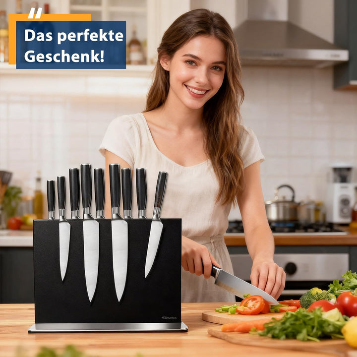 Magnetischer Messerblock ohne Messer - Schwarz Stark Magnetisch & Doppelseitig Messerblock aus Edels