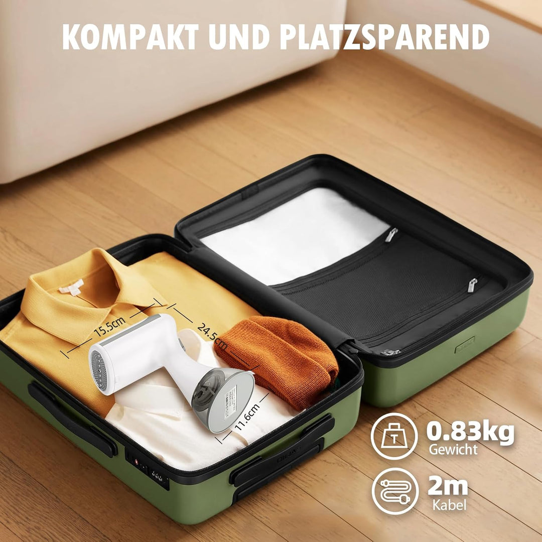 Steamer Dampfglätter mit 300ml Abnehmbarer Wassertank, 1500W, 20 Sekunden schnelles Aufheizen, Reise