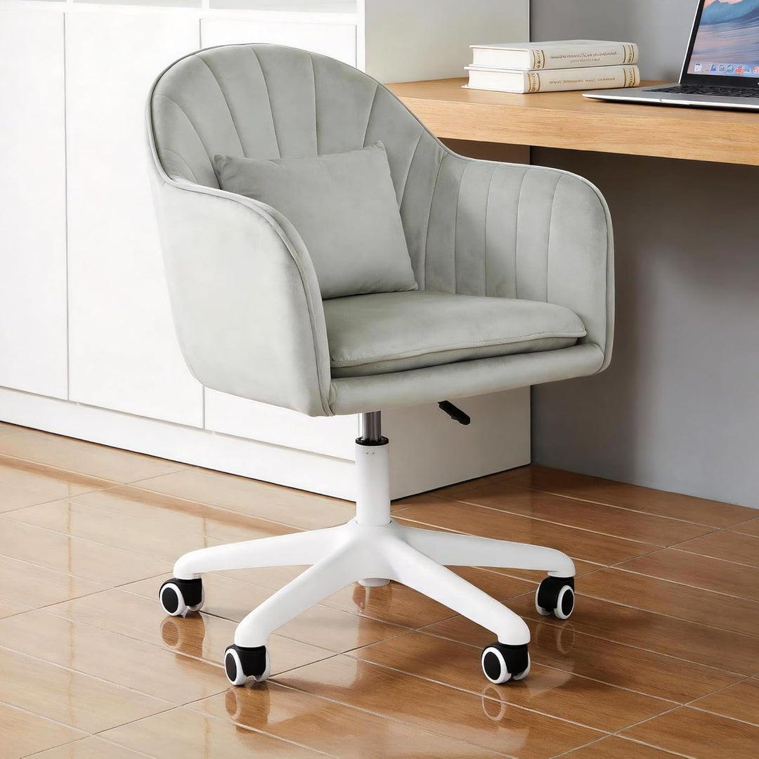 Ergonomischer Bürostuhl, 360°Drehstuhl mit Kopfkissen, Höhenverstellbarer Schreibtischstuhl, Schmink