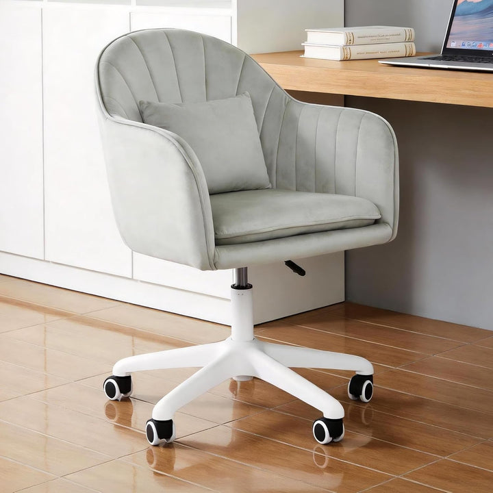 Ergonomischer Bürostuhl, 360°Drehstuhl mit Kopfkissen, Höhenverstellbarer Schreibtischstuhl, Schmink